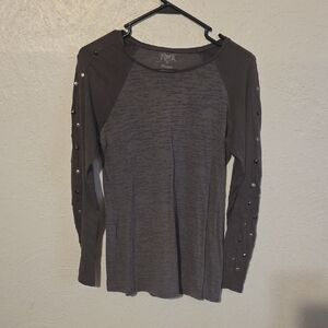 Charcoal Long Sleeve Top with Button Details